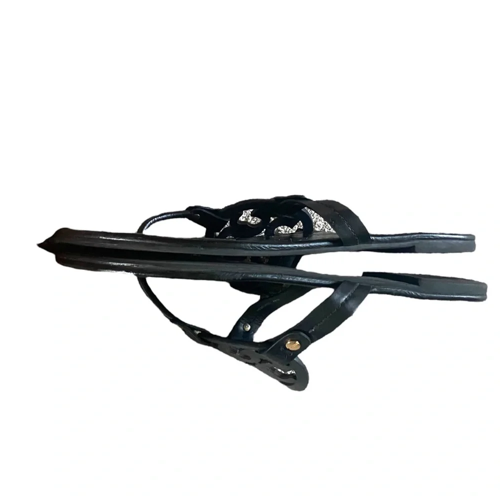 Tory Burch Leather Logo Miller Thong Sandals Sz 9 Black Leather - Picture 4 of 8